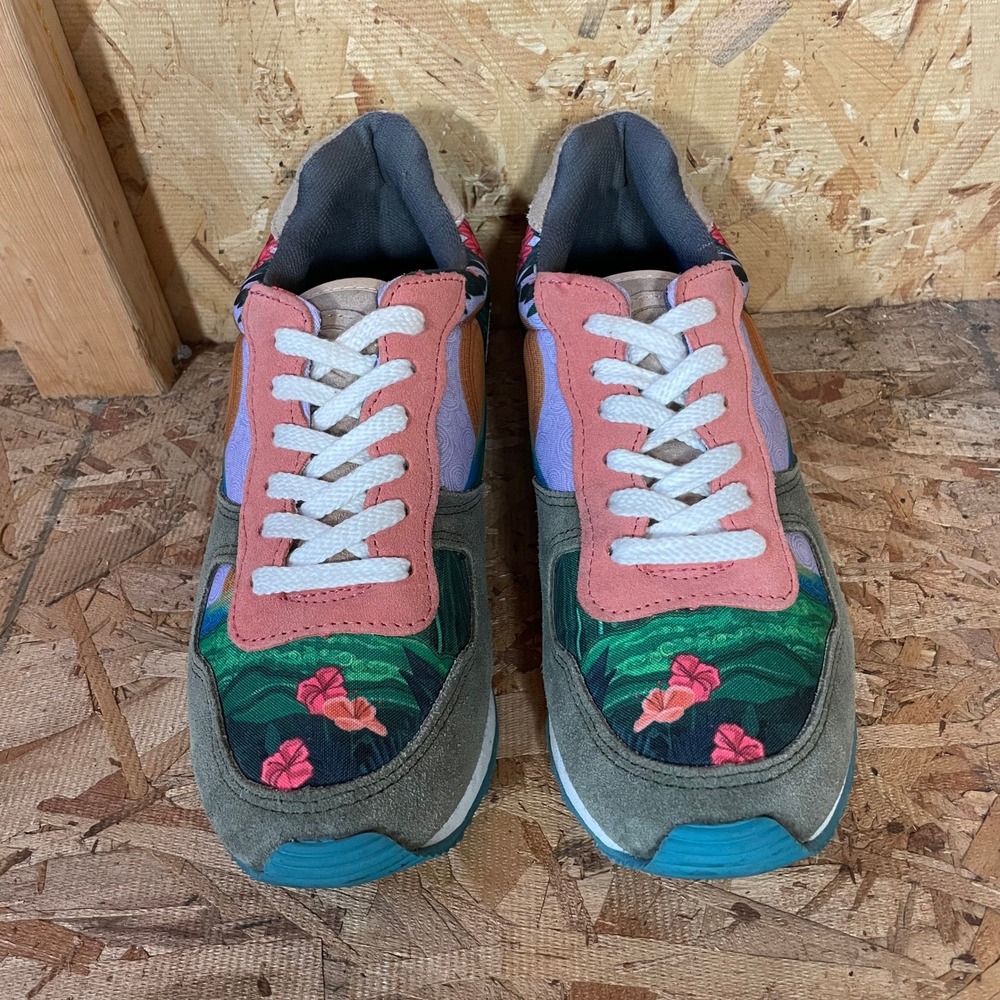 Inkkas Jogger Sneakers Womens 11 Mens 9 Multi Color Floral Suede Low Top